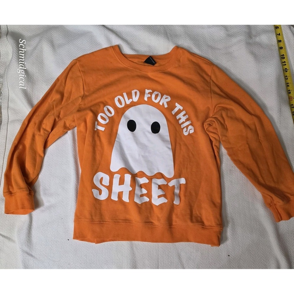 ADTN Orange Ghost Im Too Olf For This Boo Sheet Sweatshirt Sz XL